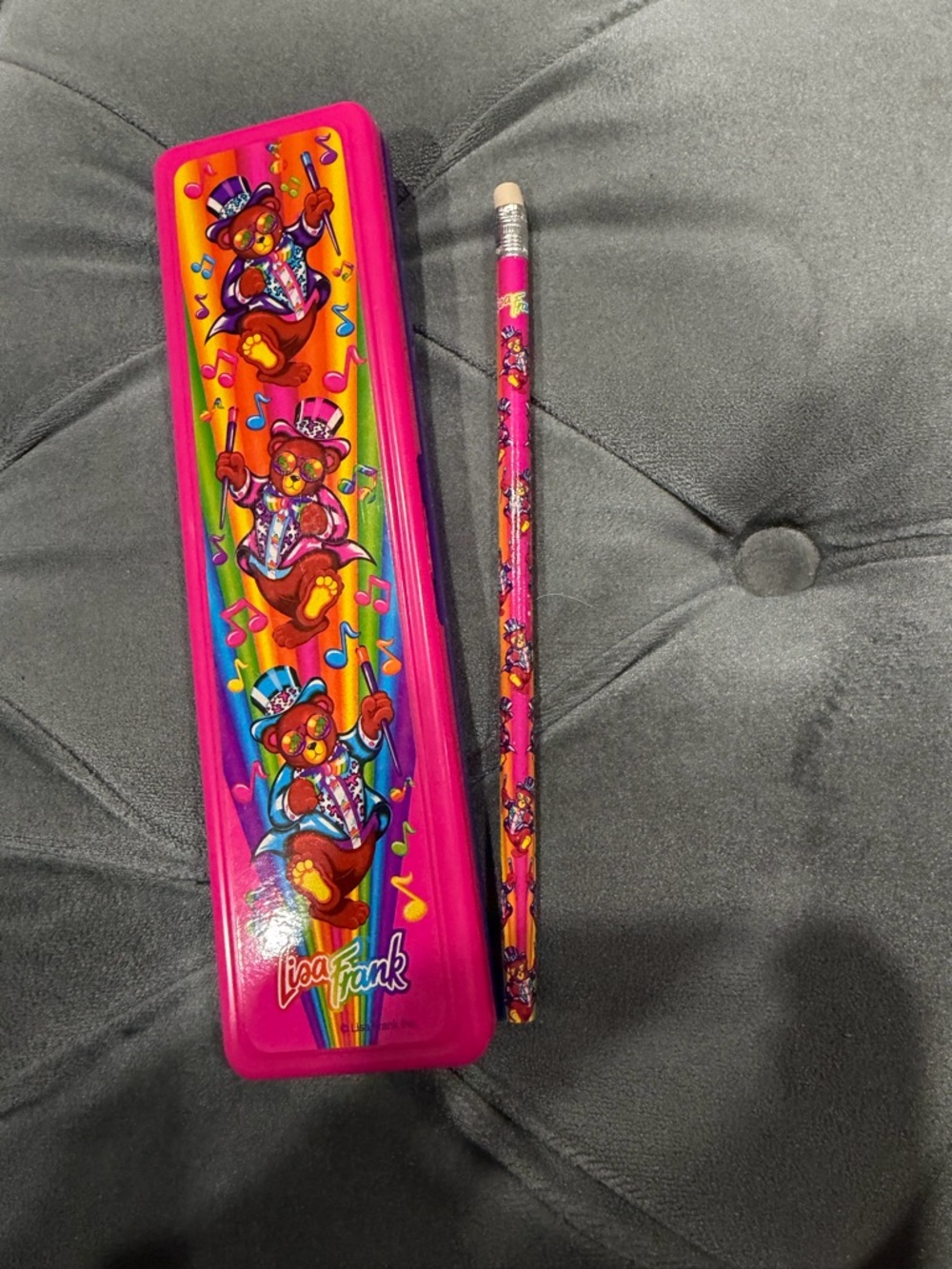 Lisa Frank Hollywood Bear Pencil case with pencil